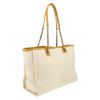 Chanel  Deauville shopping bag  in beige canvas  and yellow leather - Detail D6 thumbnail