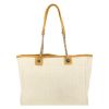 Chanel  Deauville shopping bag  in beige canvas  and yellow leather - Detail D7 thumbnail
