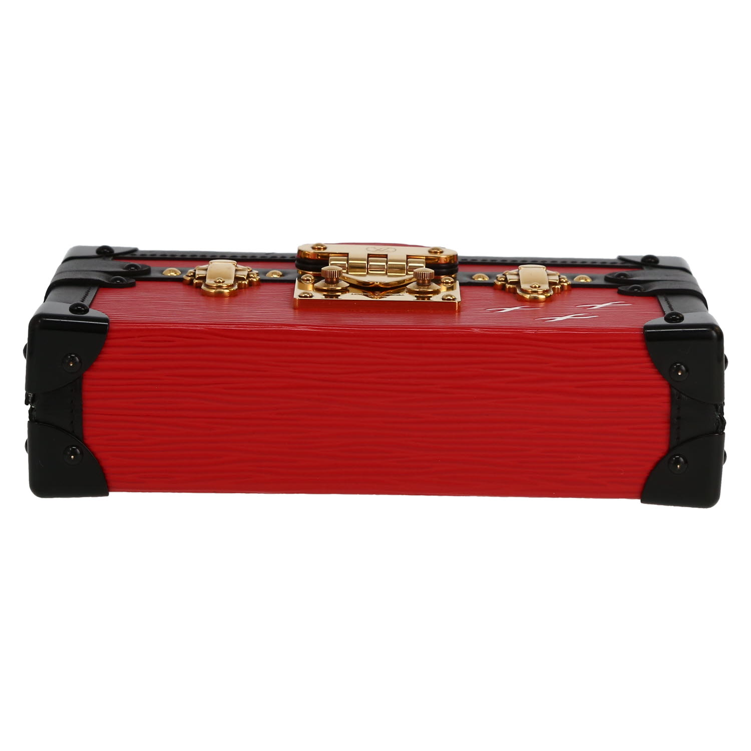 Sac bandoulière Louis Vuitton  Petite Malle en cuir épi rouge et noir - Detail D1