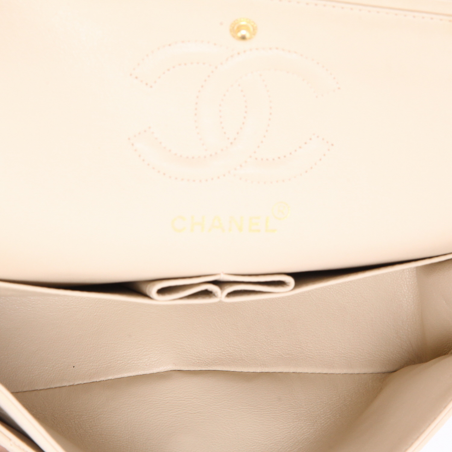 Borsa a tracolla Chanel  Timeless Petit in pelle trapuntata beige - Detail D8