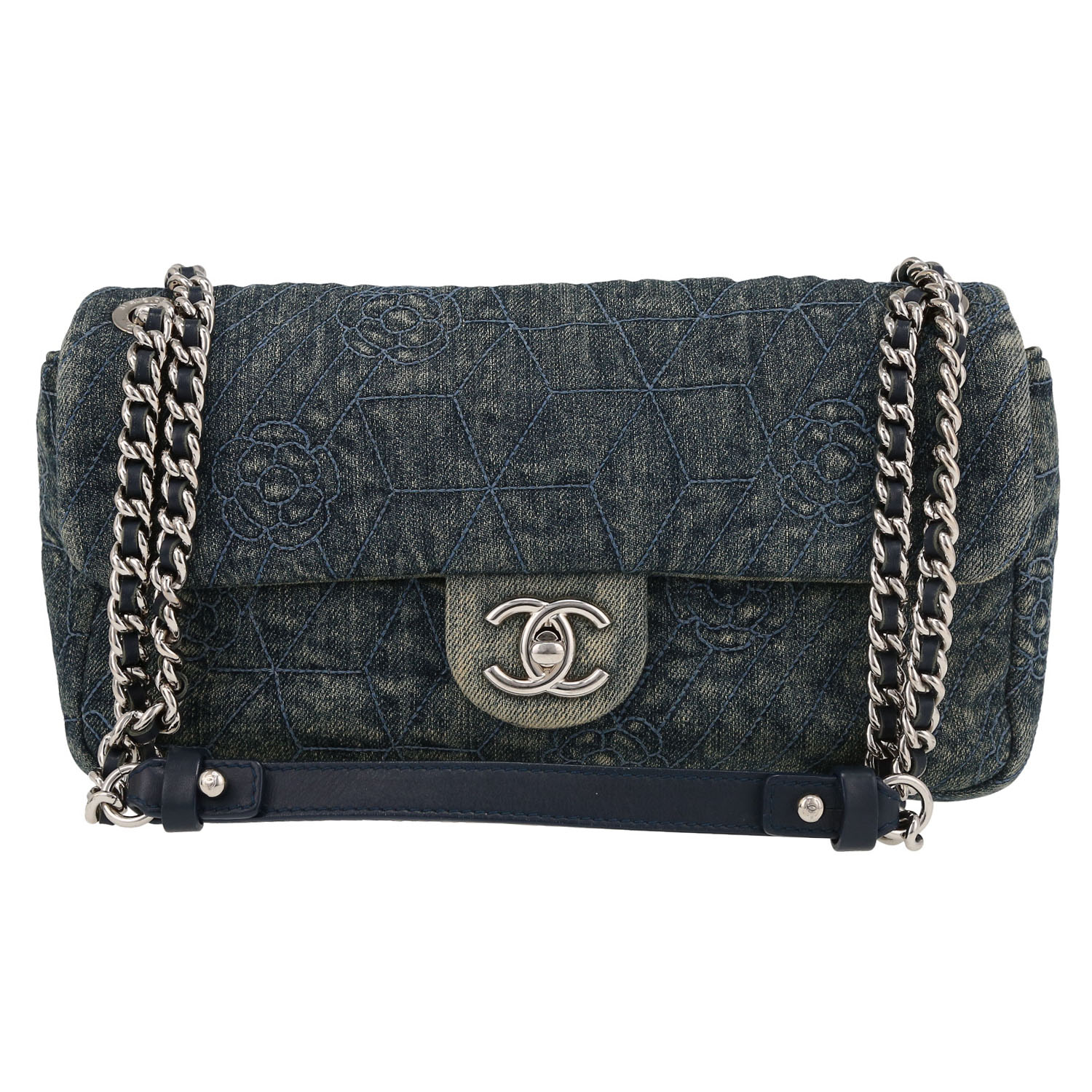 Sac à main Chanel  Timeless en toile denim bleue - Detail D2