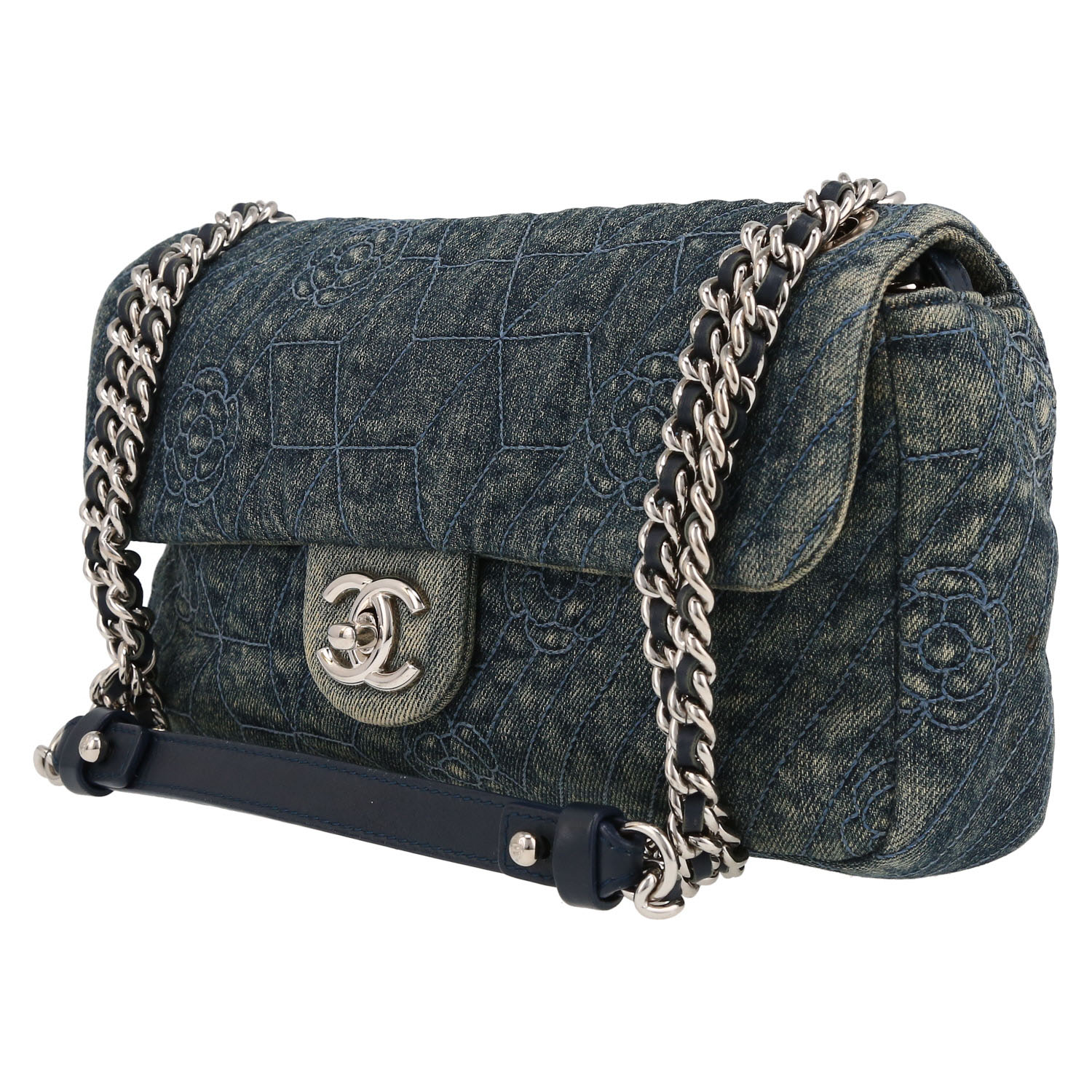 Borsa Chanel  Timeless in tela denim blu - Detail D3