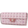 Borsa a tracolla Chanel  Choco bar in tela con stampa rosa e bianca - 00pp thumbnail