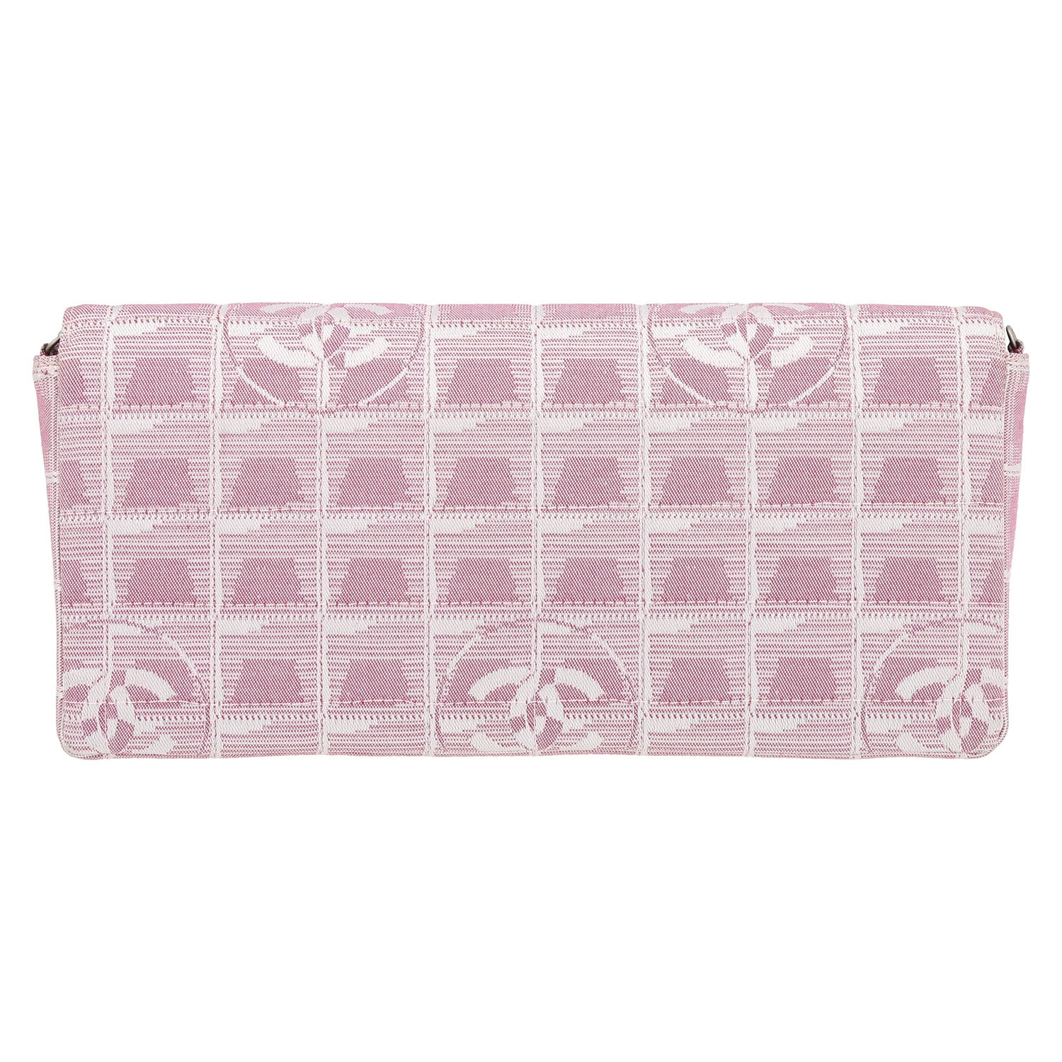 Bolso bandolera Chanel  Choco bar en lona estampada rosa y blanca - Detail D7