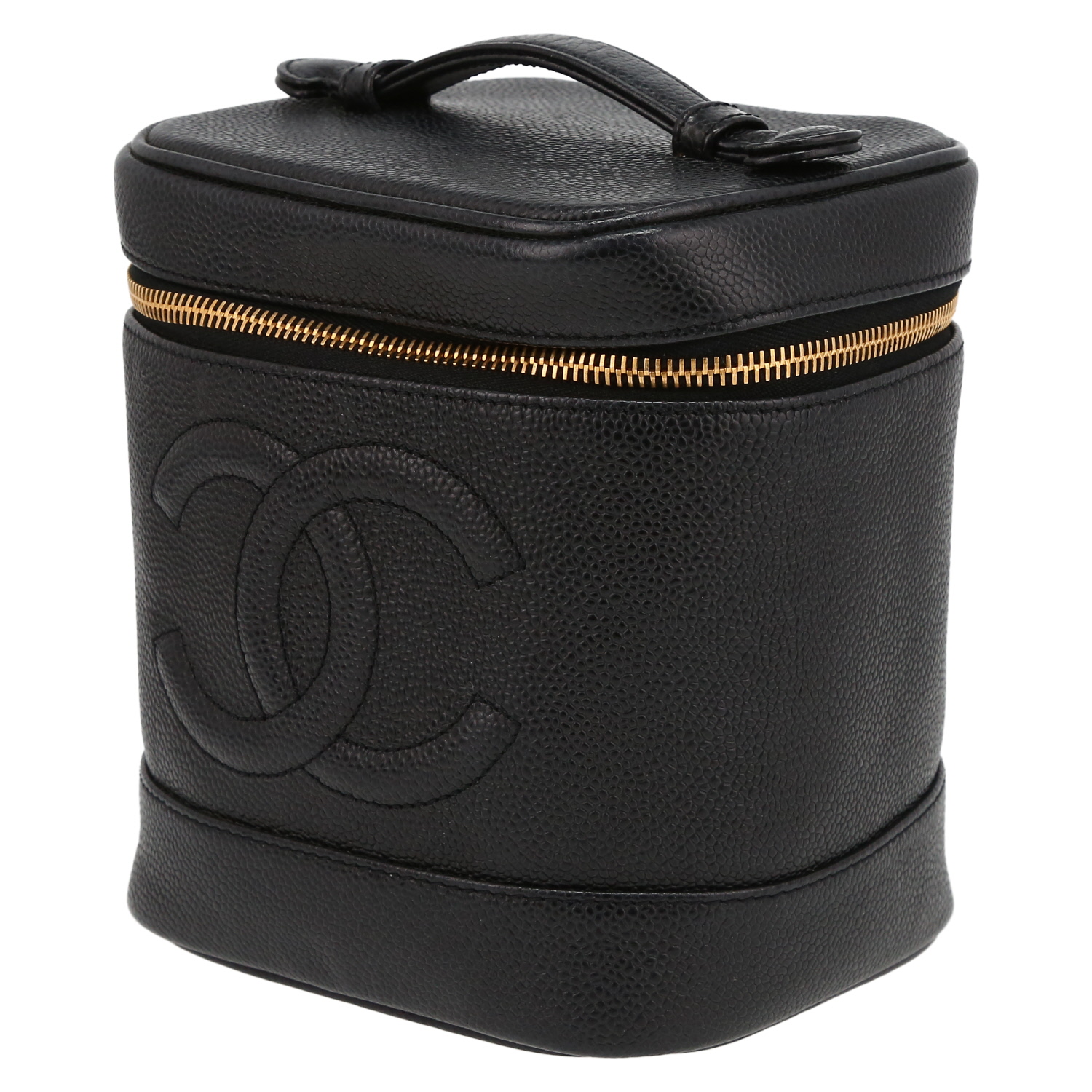 Chanel  Vanity en cuero granulado negro - Detail D3