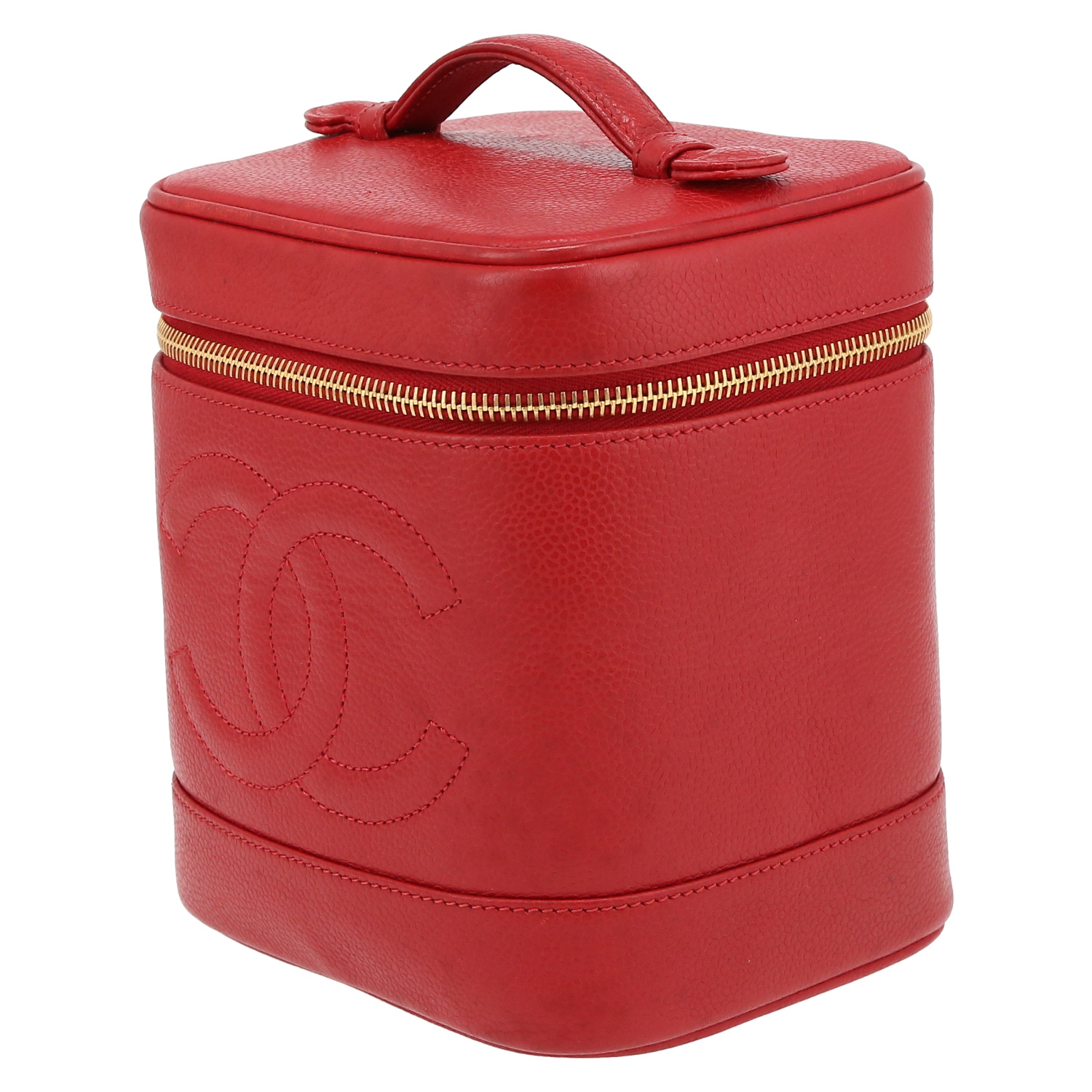 Vanity Chanel  Vanity en cuero granulado rojo - Detail D3