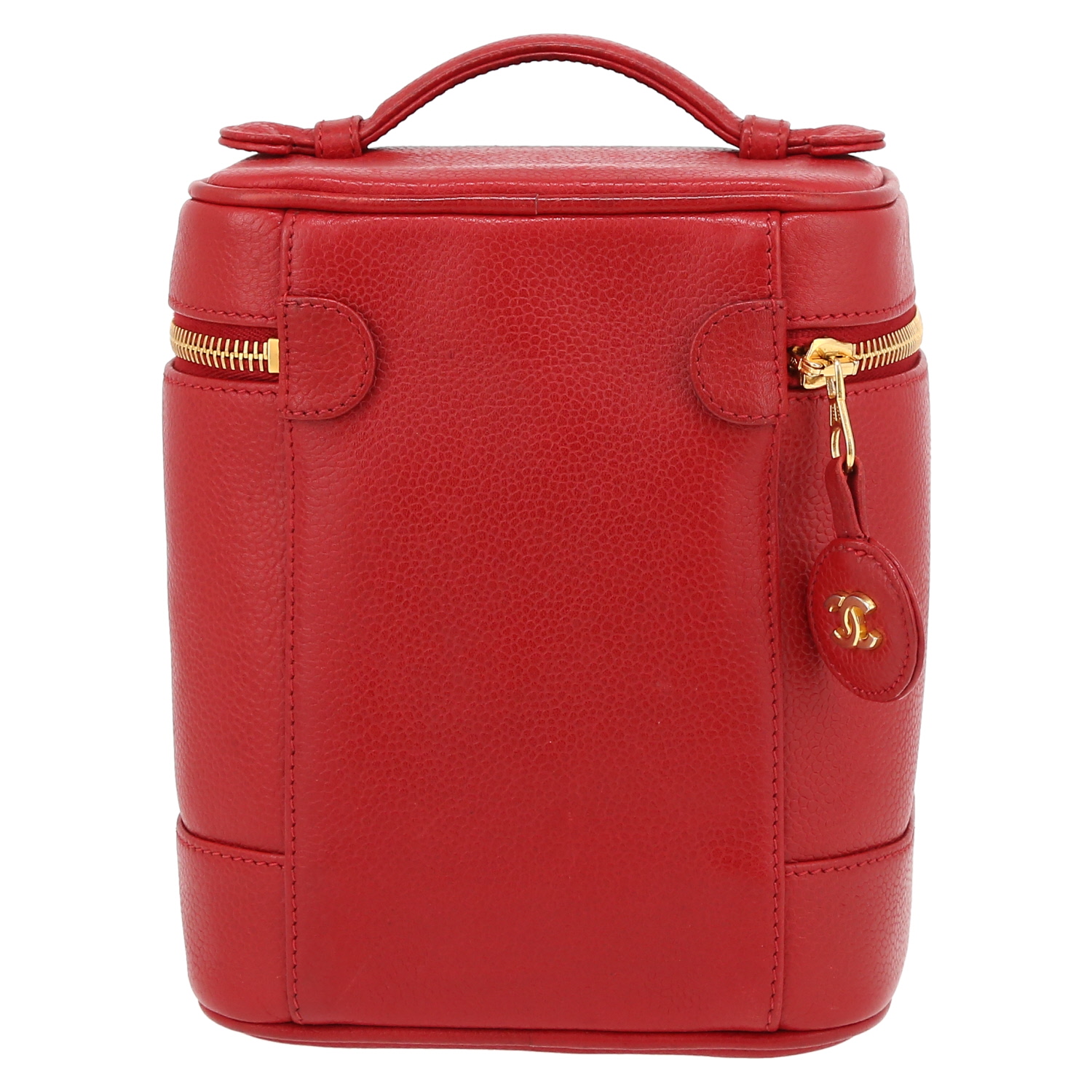 Chanel  Vanity vanity case  in red grained leather - Detail D7