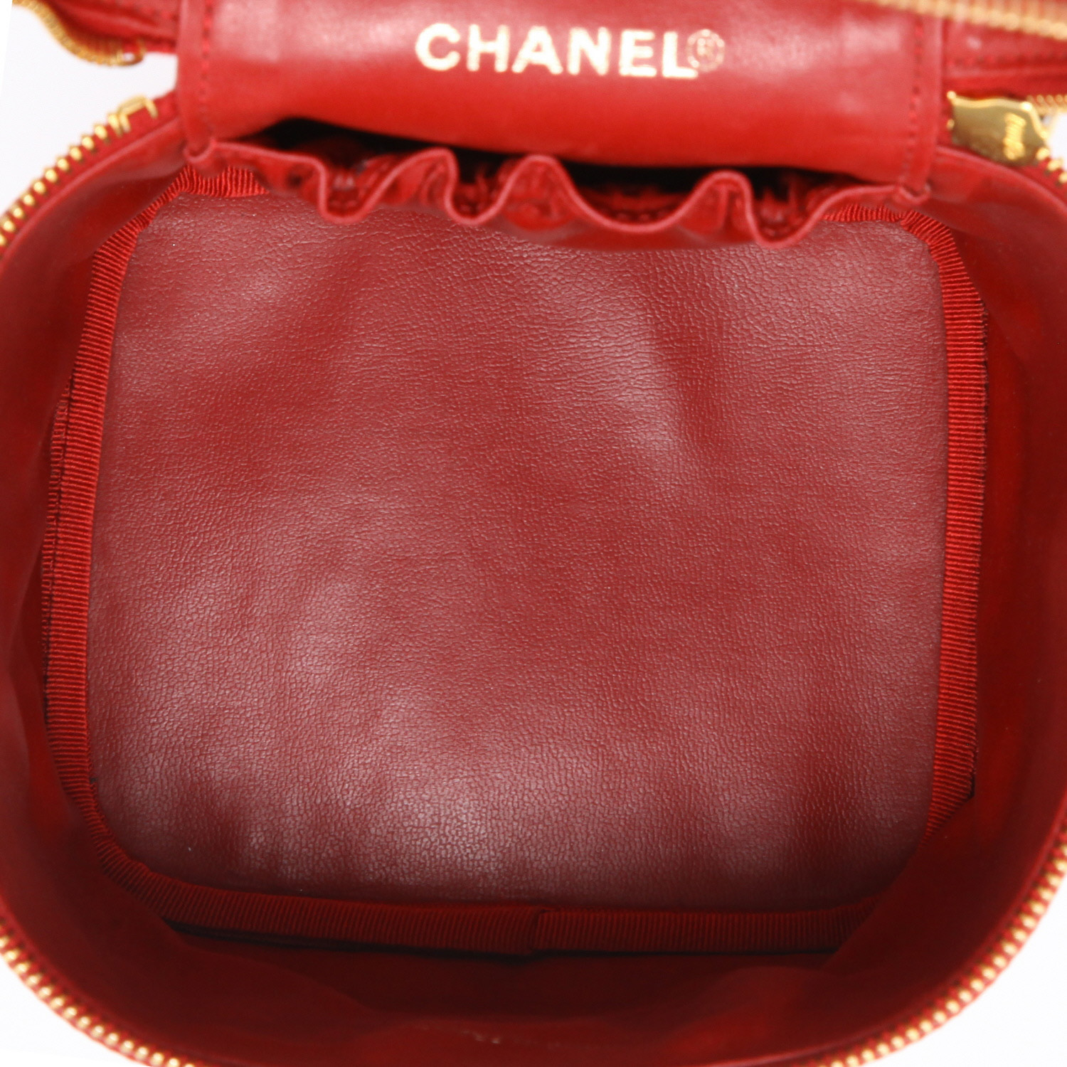 Chanel  Vanity vanity case  in red grained leather - Detail D8