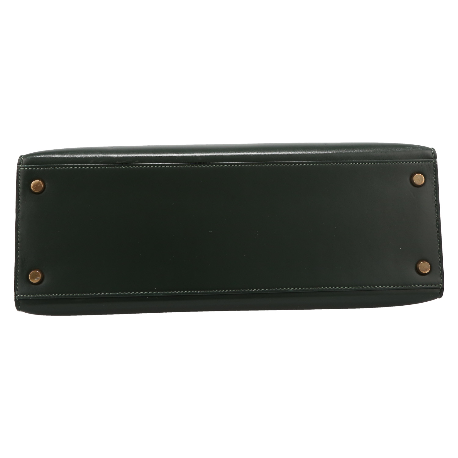 Bolso de mano Hermès  Kelly 32 cm en cuero box verde - Detail D4