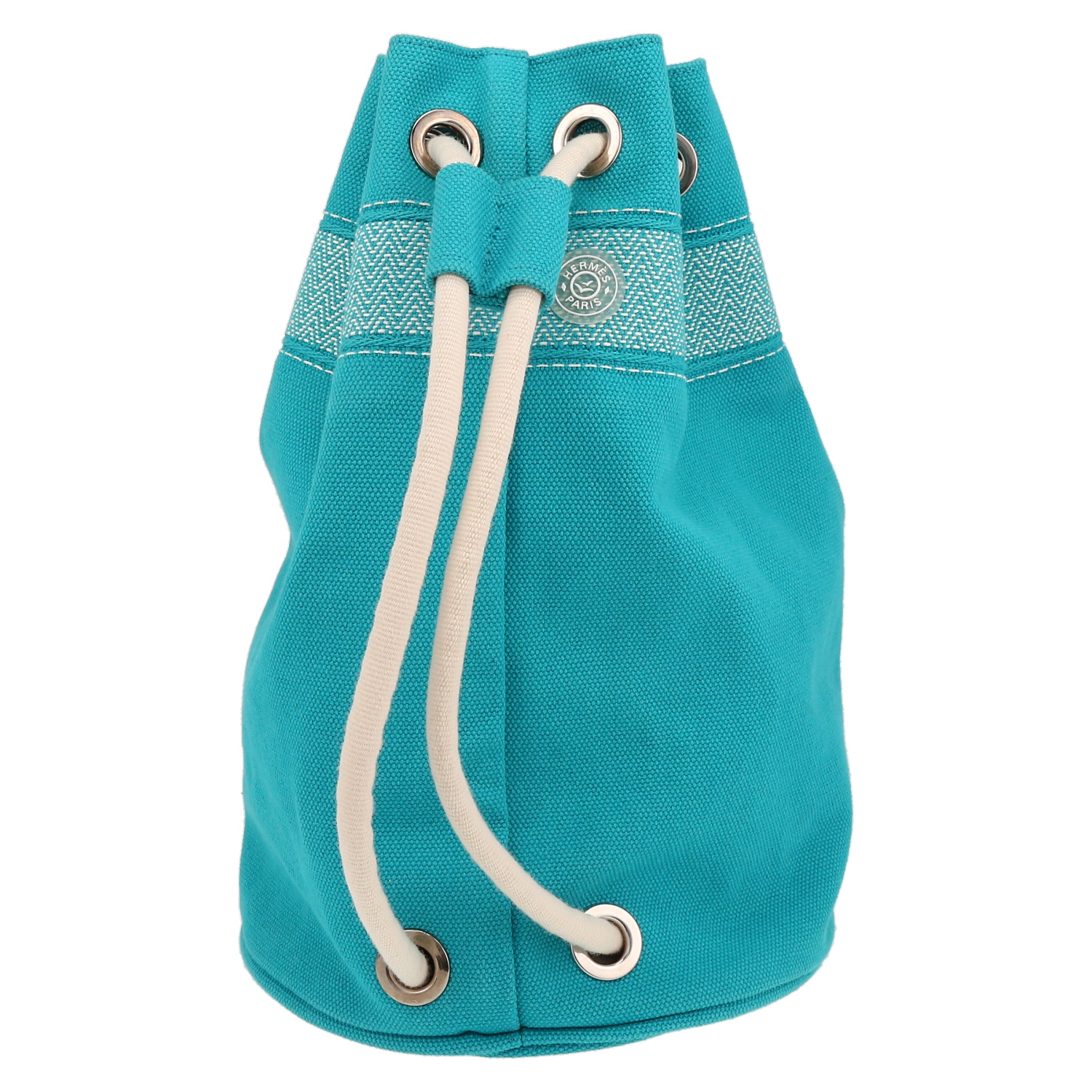 Borsa da spalla o a mano Hermès  Matelot in tela blu e bianca - Detail D7