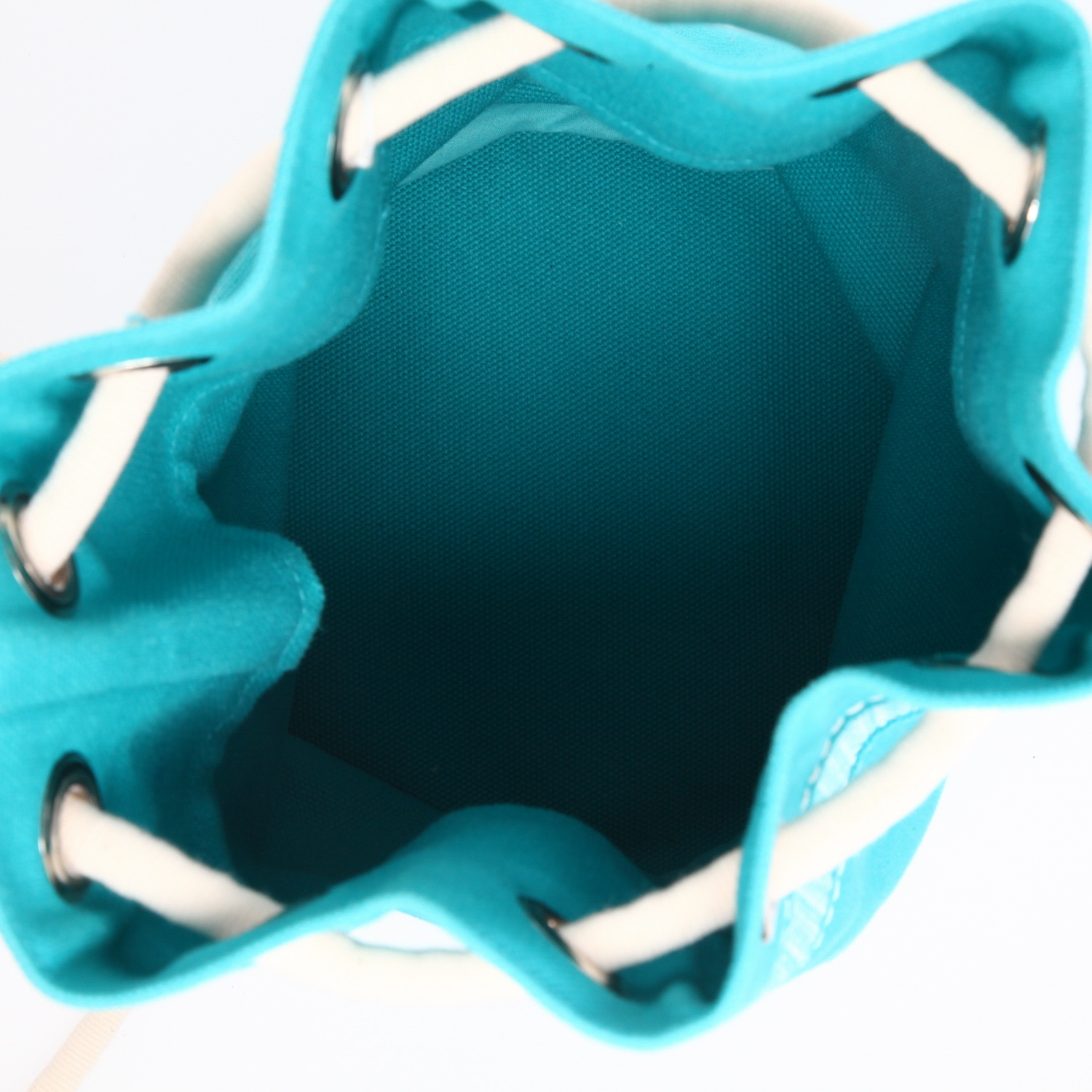 Bolso para llevar al hombro o en la mano Hermès  Matelot en lona azul y blanca - Detail D8