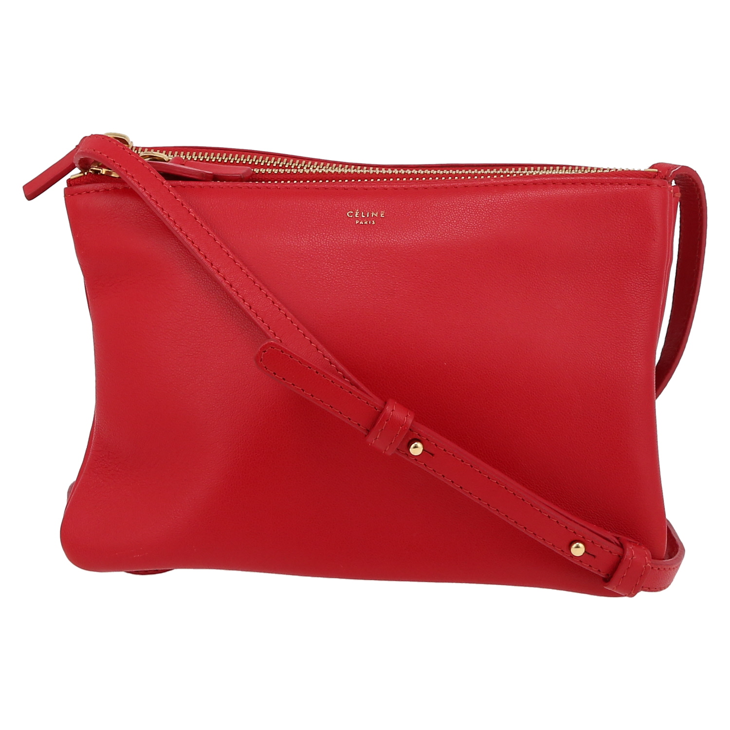 Sac bandoulière Celine  Trio en cuir rouge - Detail D2