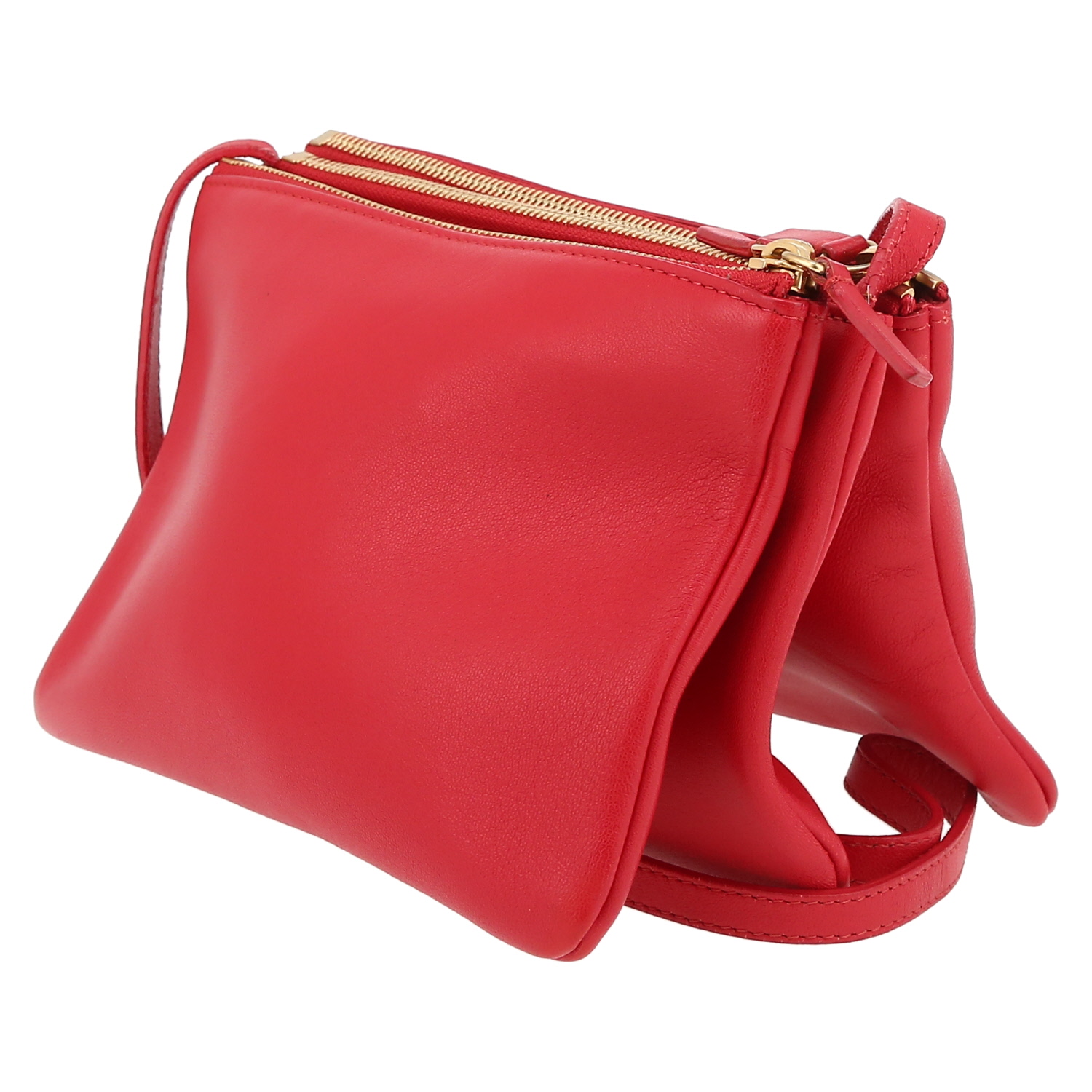 Celine  Trio shoulder bag  in red leather - Detail D5