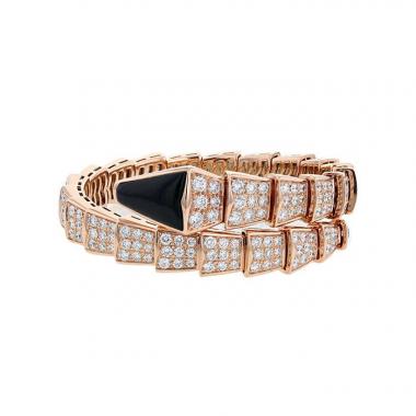 Bracelet Bulgari Serpenti Viper en or rose, diamants et onyx