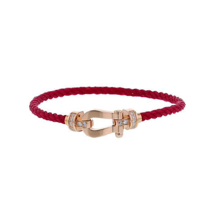 Fred Force 10 bracelet medium model in yellow gold and red cable