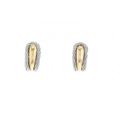 Fred Paris 18K Yellow Gold and Steel Force 10" collection Earrings