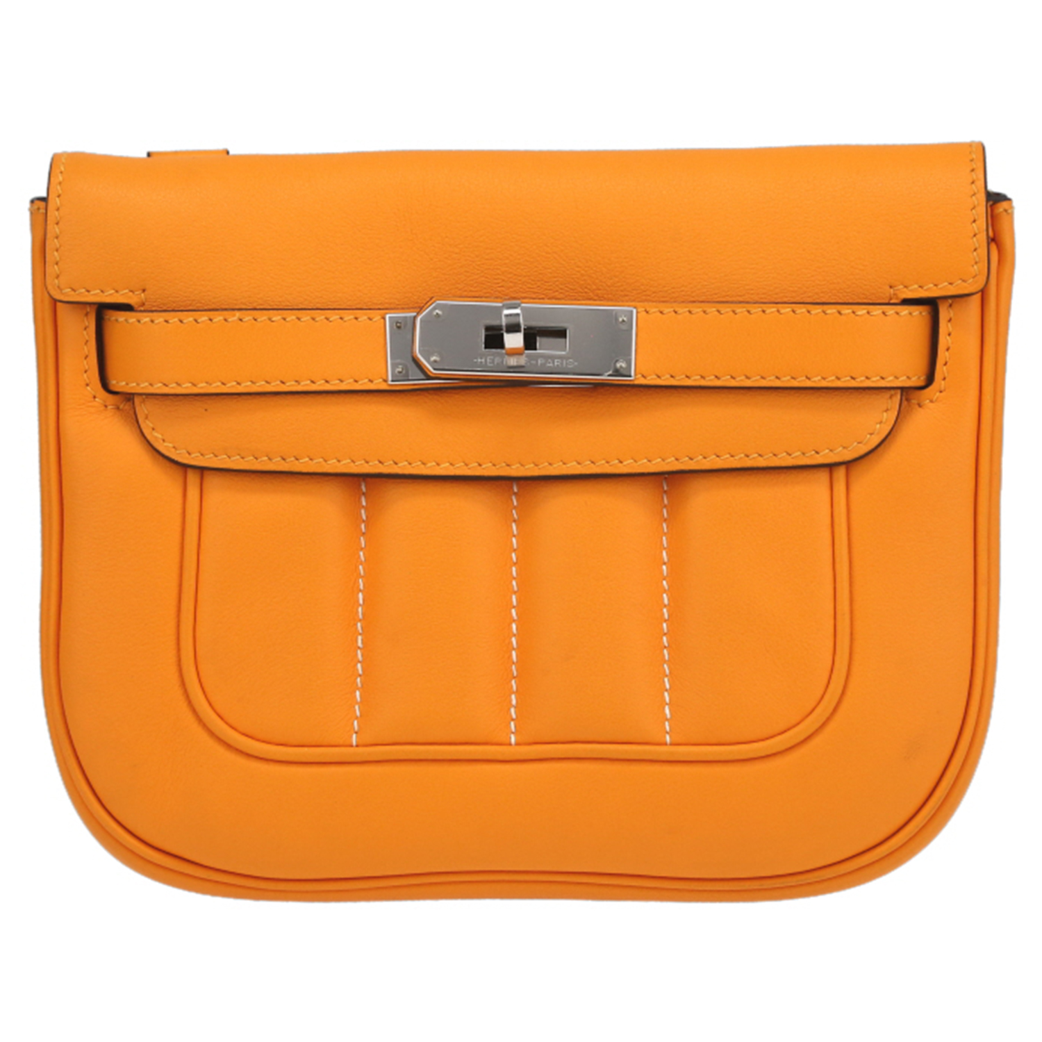Sac bandoulière Hermès Berline petit modèle en cuir Jaune d'Or - Detail D2