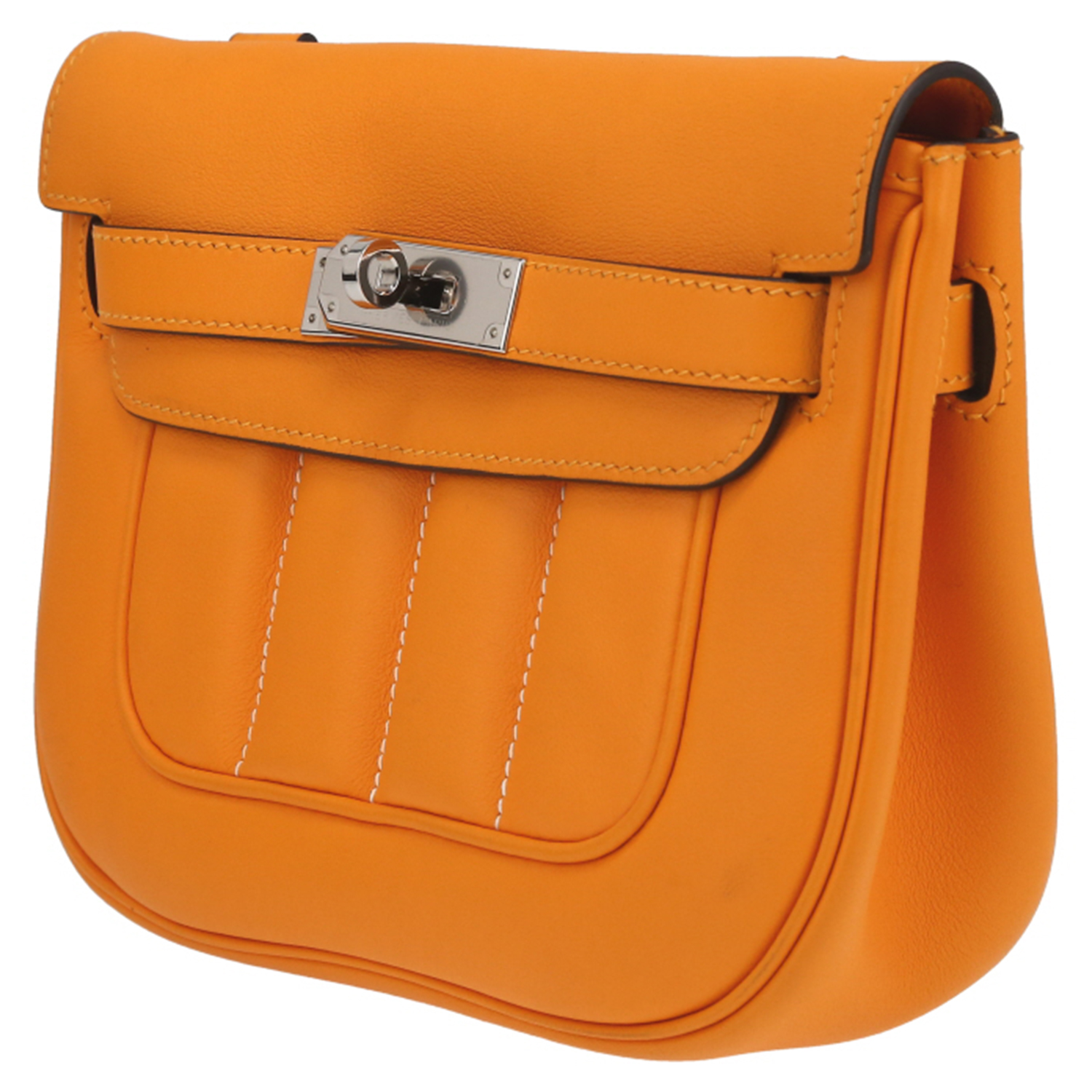 Sac bandoulière Hermès Berline petit modèle en cuir Jaune d'Or - Detail D3