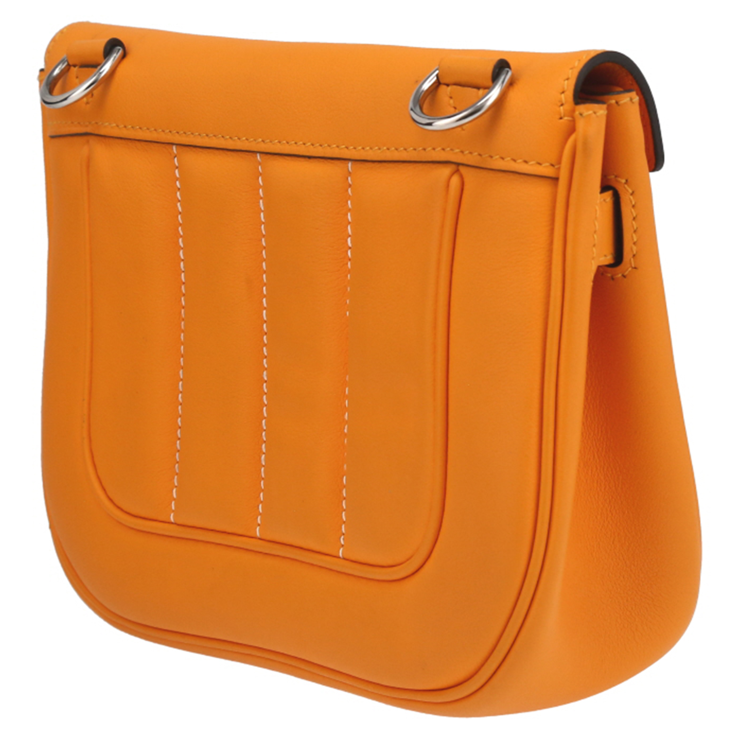 Sac bandoulière Hermès Berline petit modèle en cuir Jaune d'Or - Detail D5