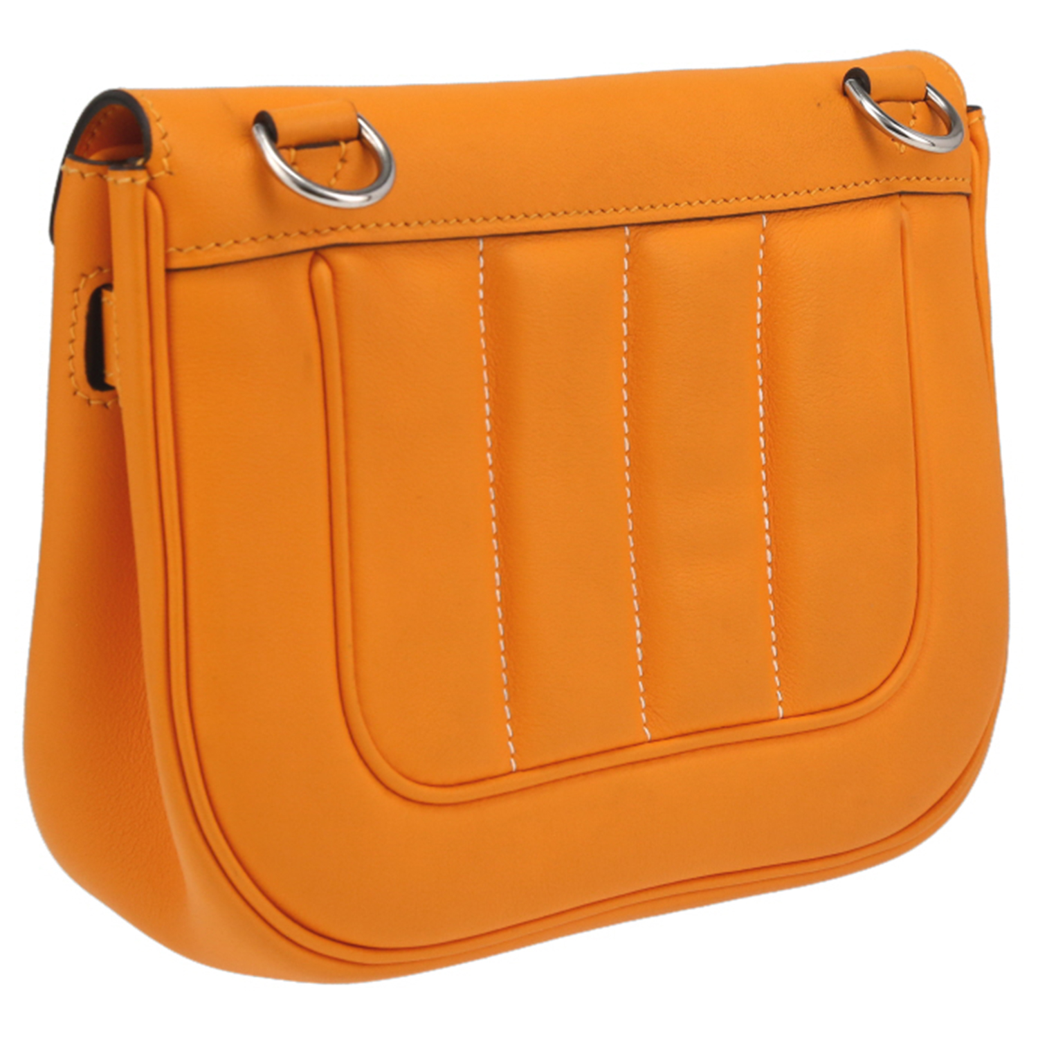 Sac bandoulière Hermès Berline petit modèle en cuir Jaune d'Or - Detail D6