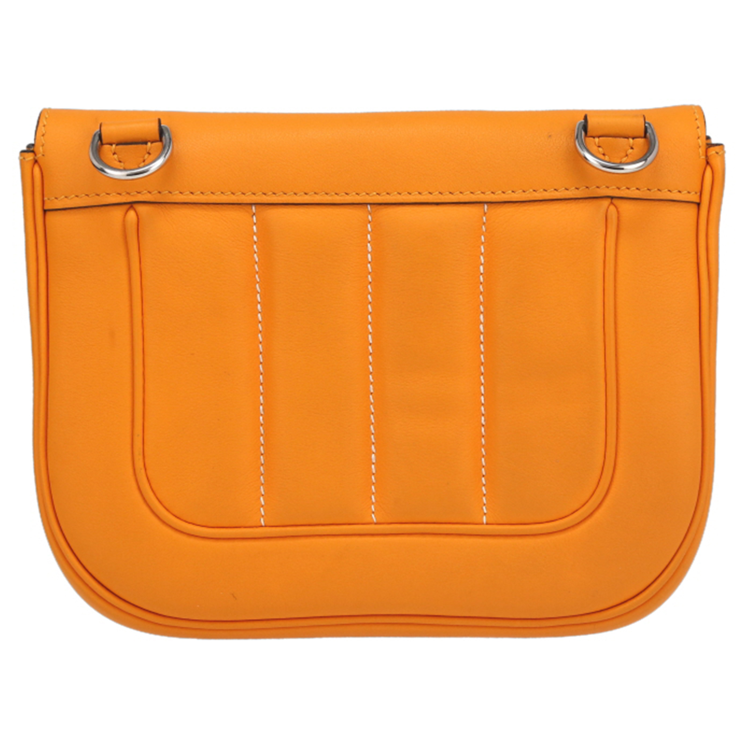 Sac bandoulière Hermès Berline petit modèle en cuir Jaune d'Or - Detail D7