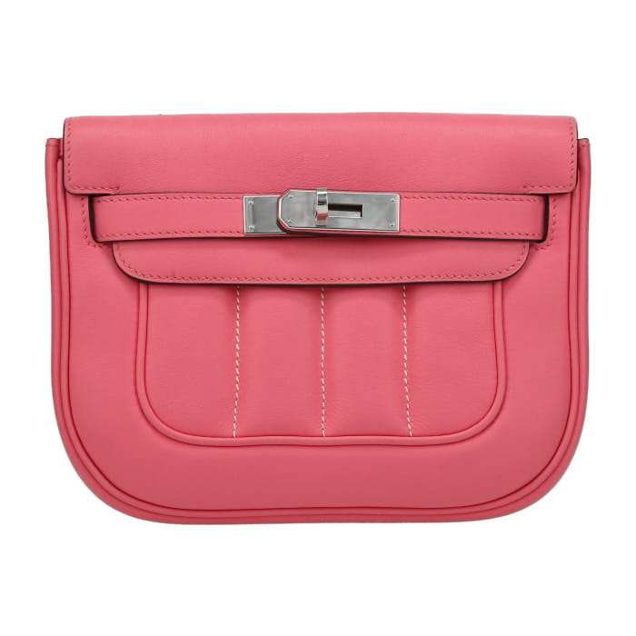 Borsa a tracolla Hermès  Berline modello piccolo  in pelle Swift Rose Lipstick - Detail D2