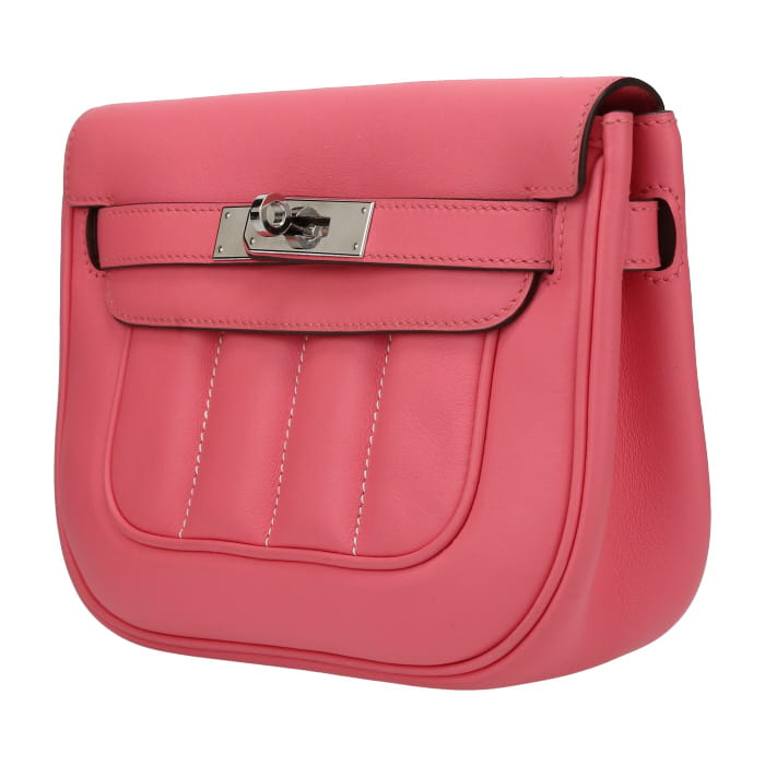 Borsa a tracolla Hermès  Berline modello piccolo  in pelle Swift Rose Lipstick - Detail D3