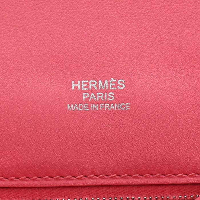 Sac bandoulière Hermès  Berline petit modèle  en cuir Swift Rose Lipstick - Detail D9