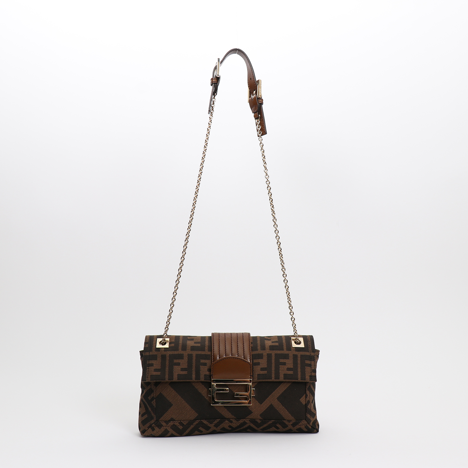 Borsa Fendi  Baguette in tela monogram beige e pelle marrone - Detail D8