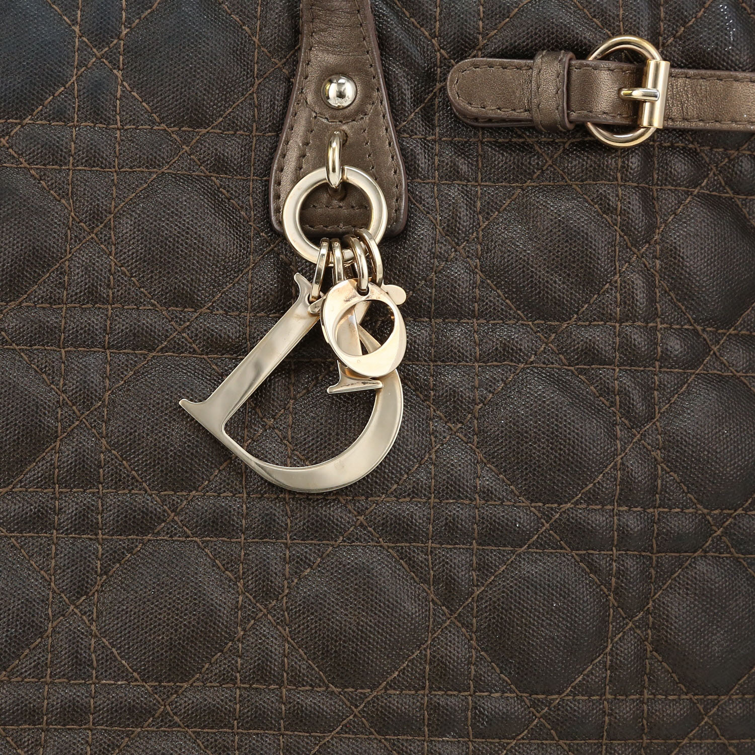 Dior Shopping handbag in khaki leather cannage - Detail D1