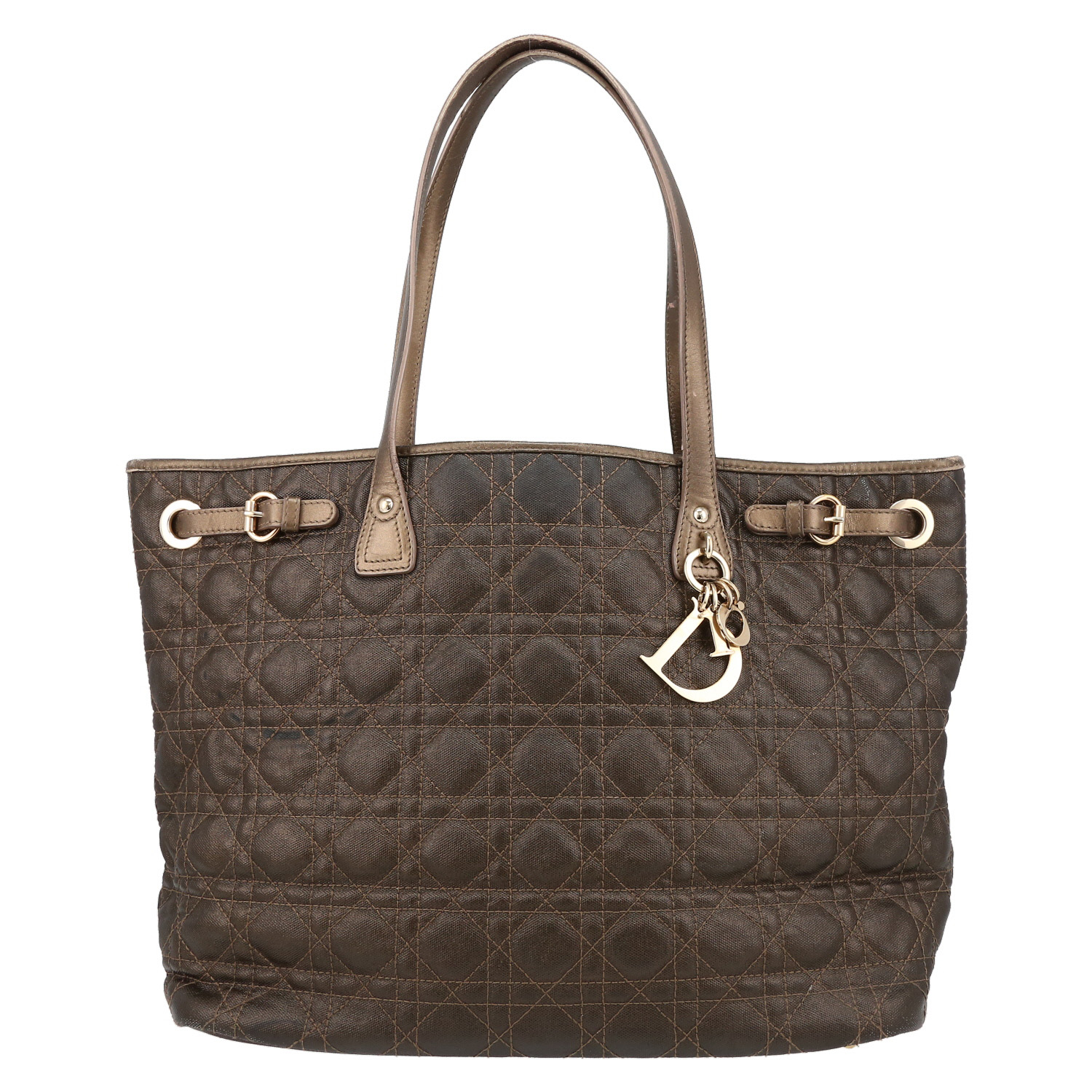 Dior Shopping handbag in khaki leather cannage - Detail D2