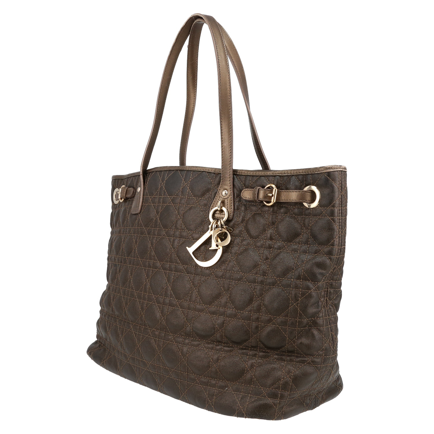Dior Shopping handbag in khaki leather cannage - Detail D3
