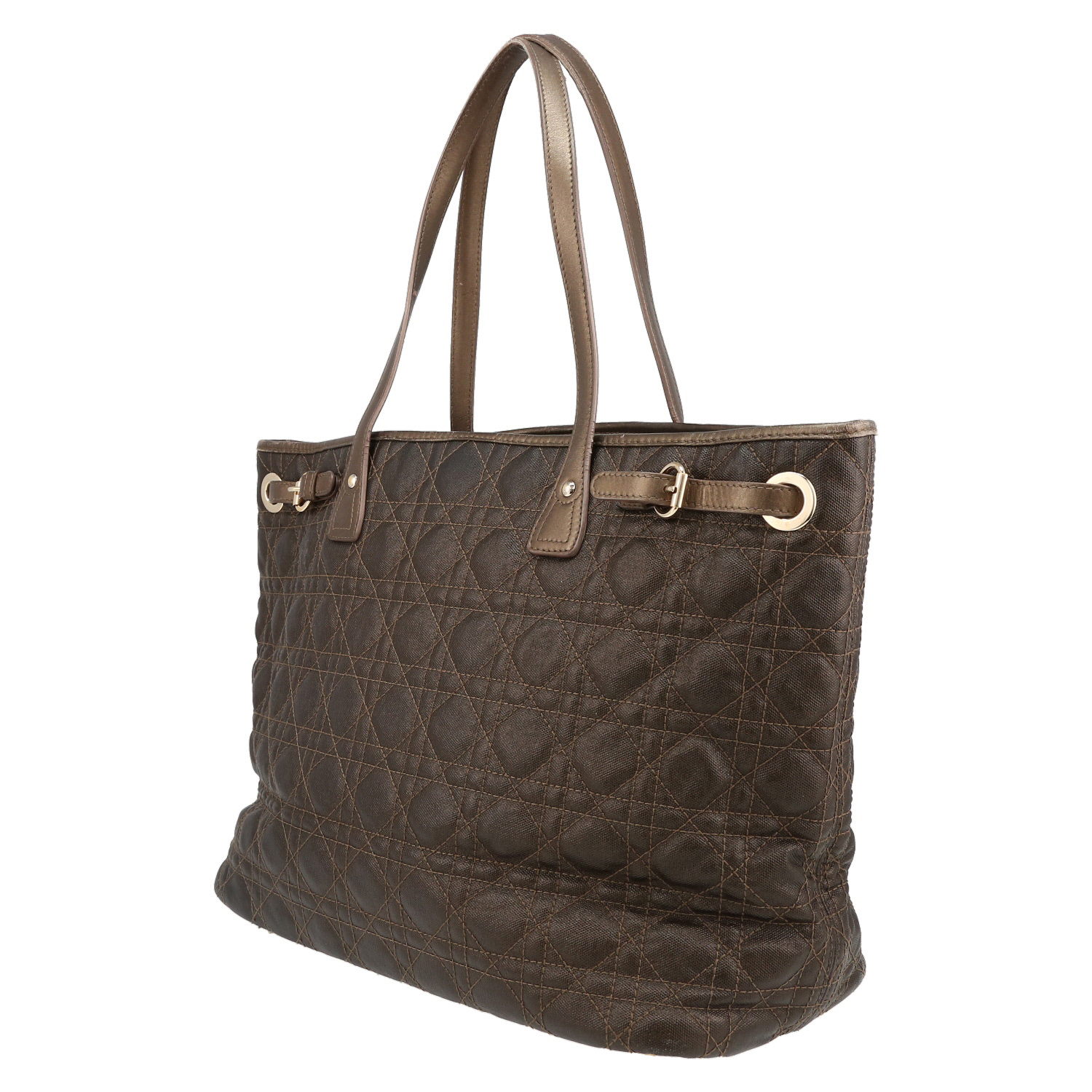 Dior Shopping handbag in khaki leather cannage - Detail D5
