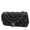 Chanel  Timeless Classic medium model  handbag  in black quilted canvas  and grey jersey - 00pp thumbnail