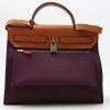Hermès  Herbag bag worn on the shoulder or carried in the hand  in purple canvas  and natural Hunter cowhide - Detail D8 thumbnail