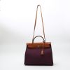Hermès  Herbag bag worn on the shoulder or carried in the hand  in purple canvas  and natural Hunter cowhide - Detail D9 thumbnail