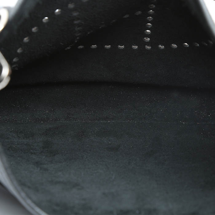 Sac bandoulière Hermès  Evelyne petit modèle  en cuir togo gris anthracite - Detail D2