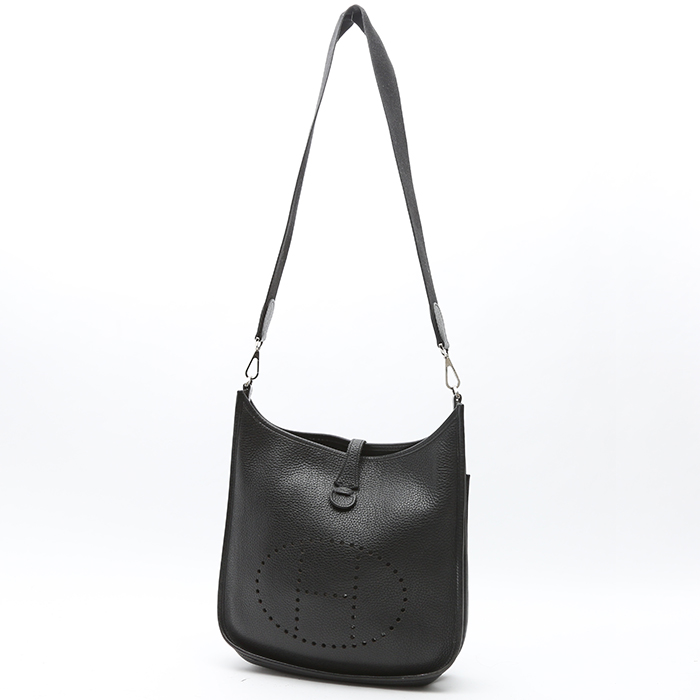 Hermès  Evelyne small model  shoulder bag  in anthracite grey togo leather - Detail D8