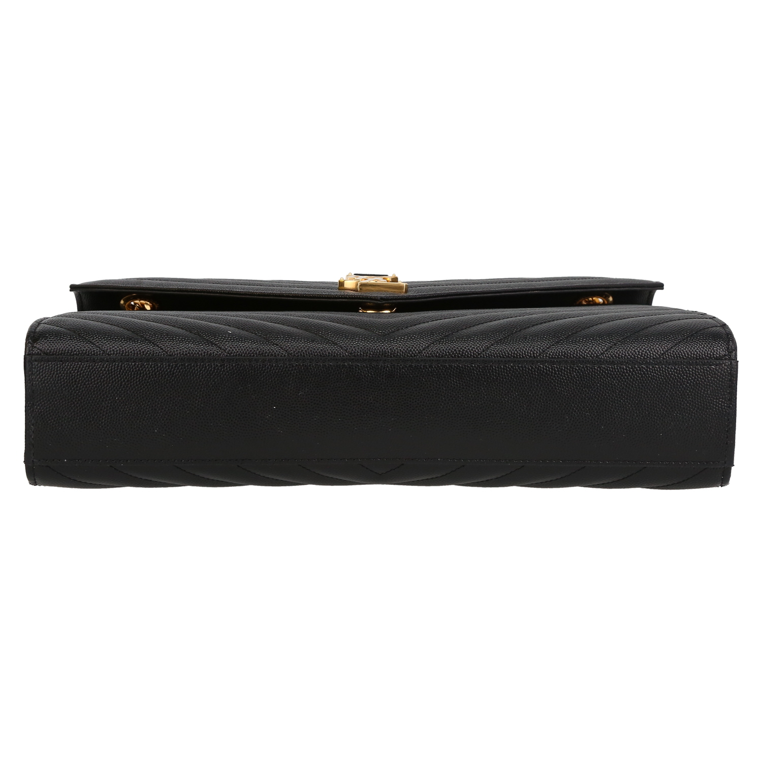 Bolso de mano Saint Laurent  Enveloppe en cuero granulado acolchado negro - Detail D4