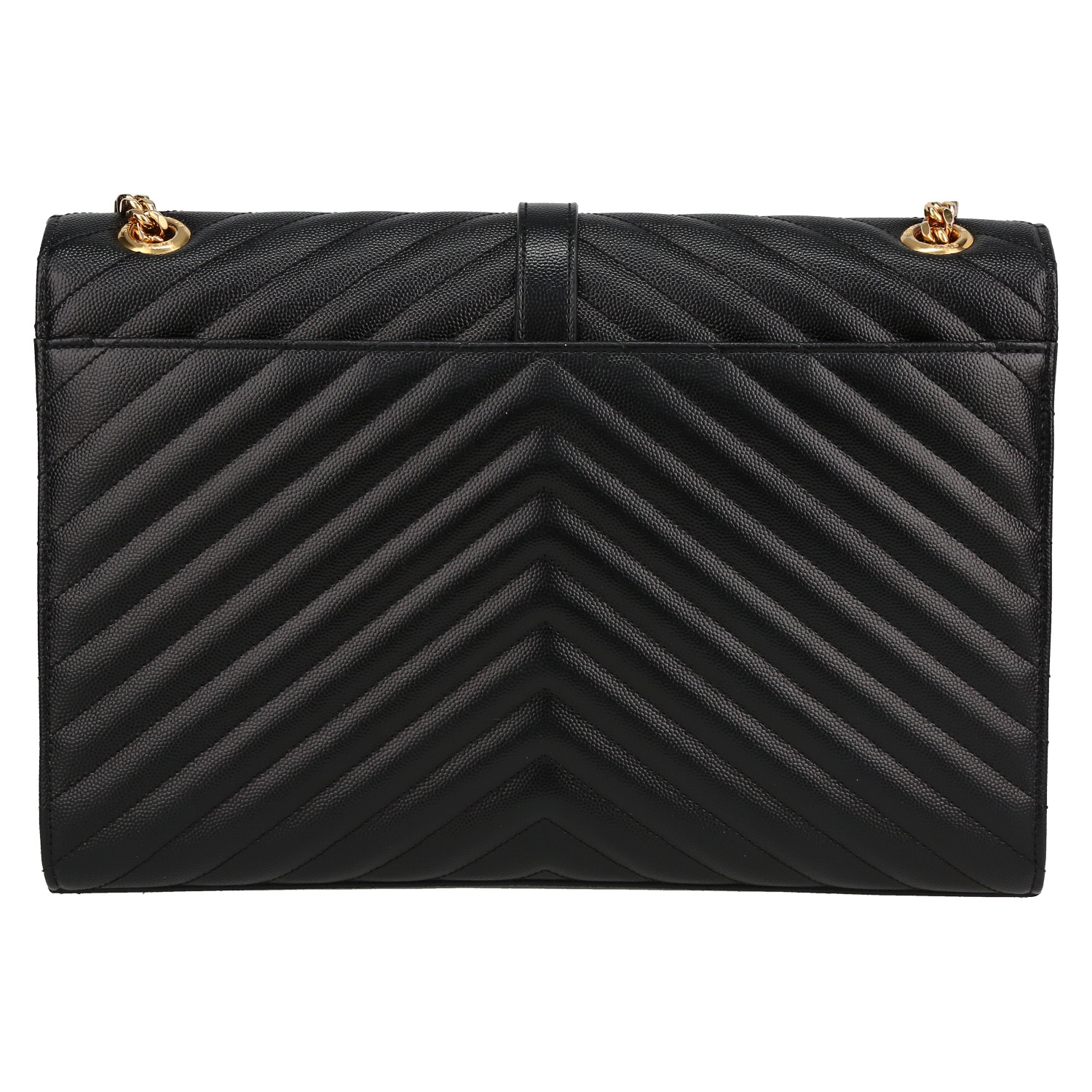 Bolso de mano Saint Laurent  Enveloppe en cuero granulado acolchado negro - Detail D7