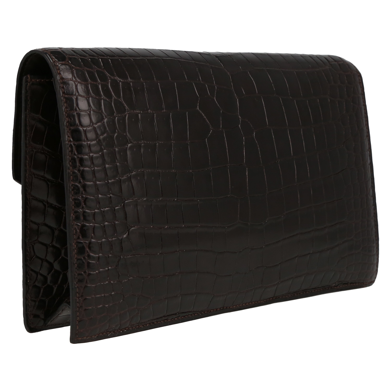 Sac/pochette Hermès Faco en crocodile porosus marron - Detail D6