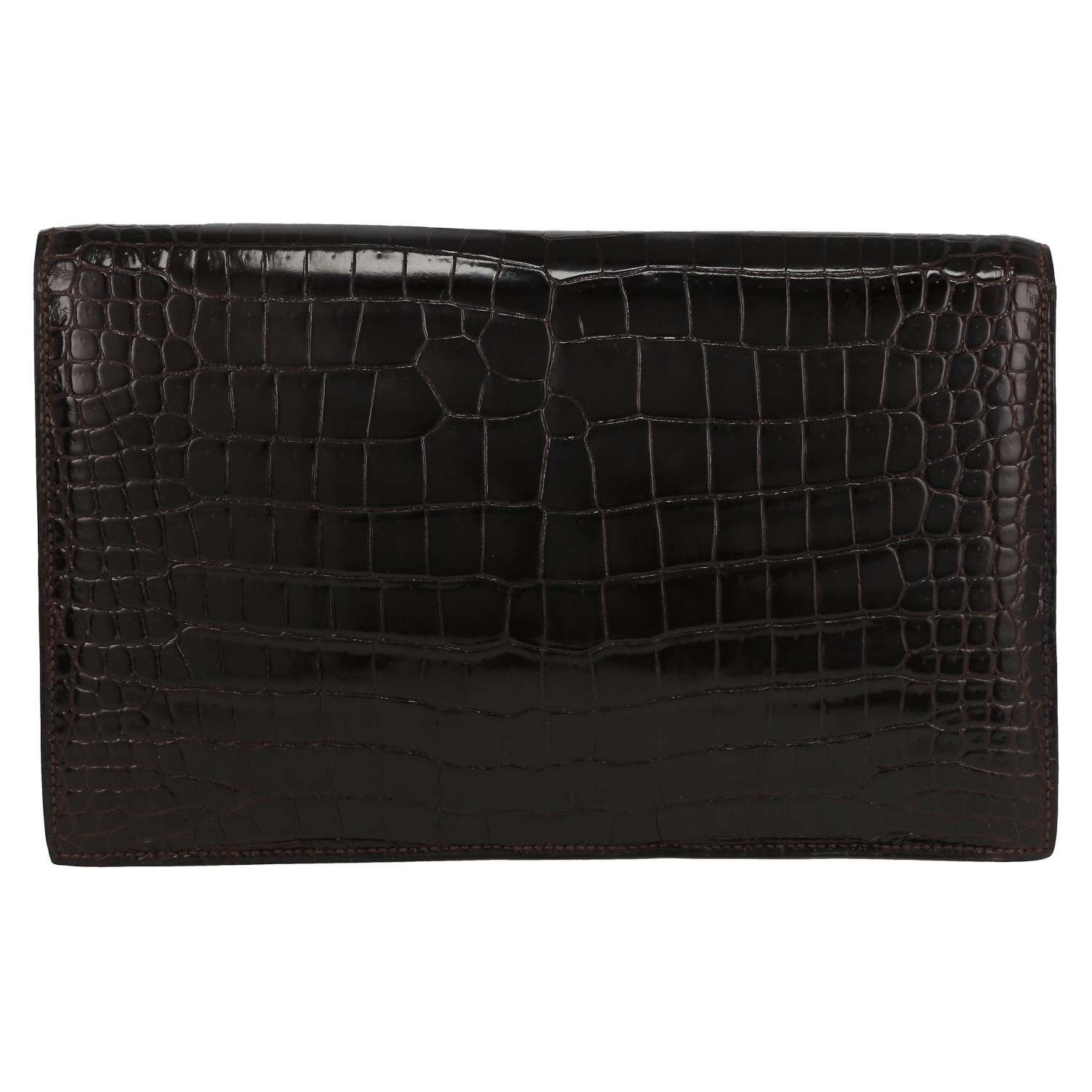 Sac/pochette Hermès Faco en crocodile porosus marron - Detail D7
