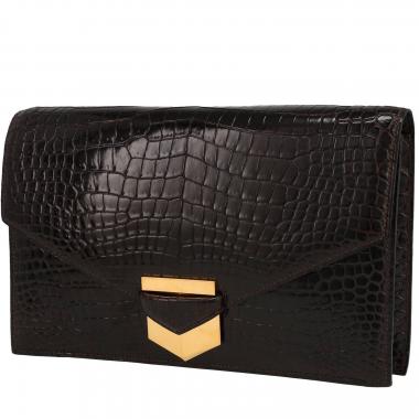 Borsa/pochette Hermès  Faco in coccodrillo marino marrone