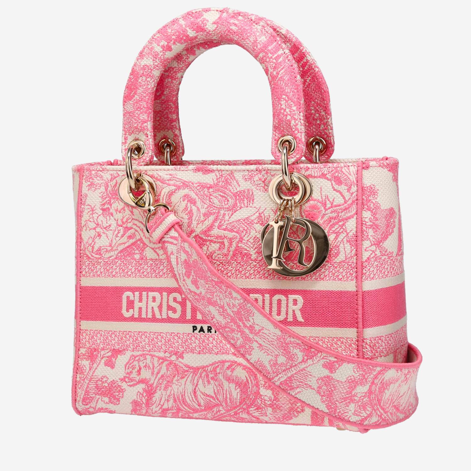 Dior  Lady D-Lite handbag  in pink and white canvas