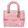 Dior  Lady D-Lite handbag  in pink and white canvas - Detail D2 thumbnail