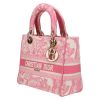 Dior  Lady D-Lite handbag  in pink and white canvas - Detail D3 thumbnail