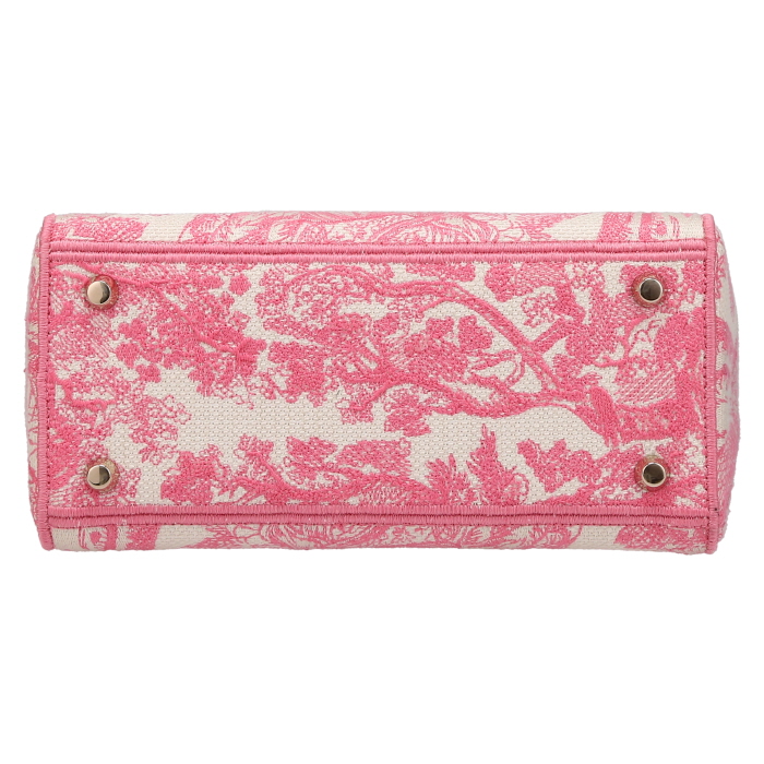 Bolso de mano Dior  Lady D-Lite en lona rosa y blanca - Detail D4