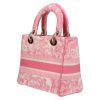 Dior  Lady D-Lite handbag  in pink and white canvas - Detail D5 thumbnail