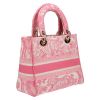 Dior  Lady D-Lite handbag  in pink and white canvas - Detail D6 thumbnail