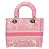 Dior  Lady D-Lite handbag  in pink and white canvas - Detail D7 thumbnail
